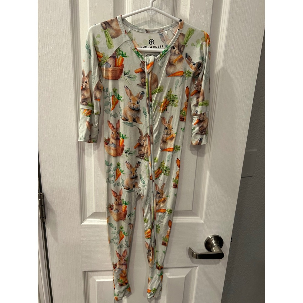 Bums & Roses Bunny Rabbit Carrot Bamboo Viscose Footie Pajamas 2T Sleeper k7031‎